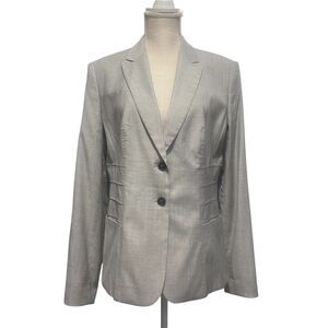 Hugo Boss Women’s Gray Stretch Virgin Wool Blazer‎ Tailored Suit Jacket US 10